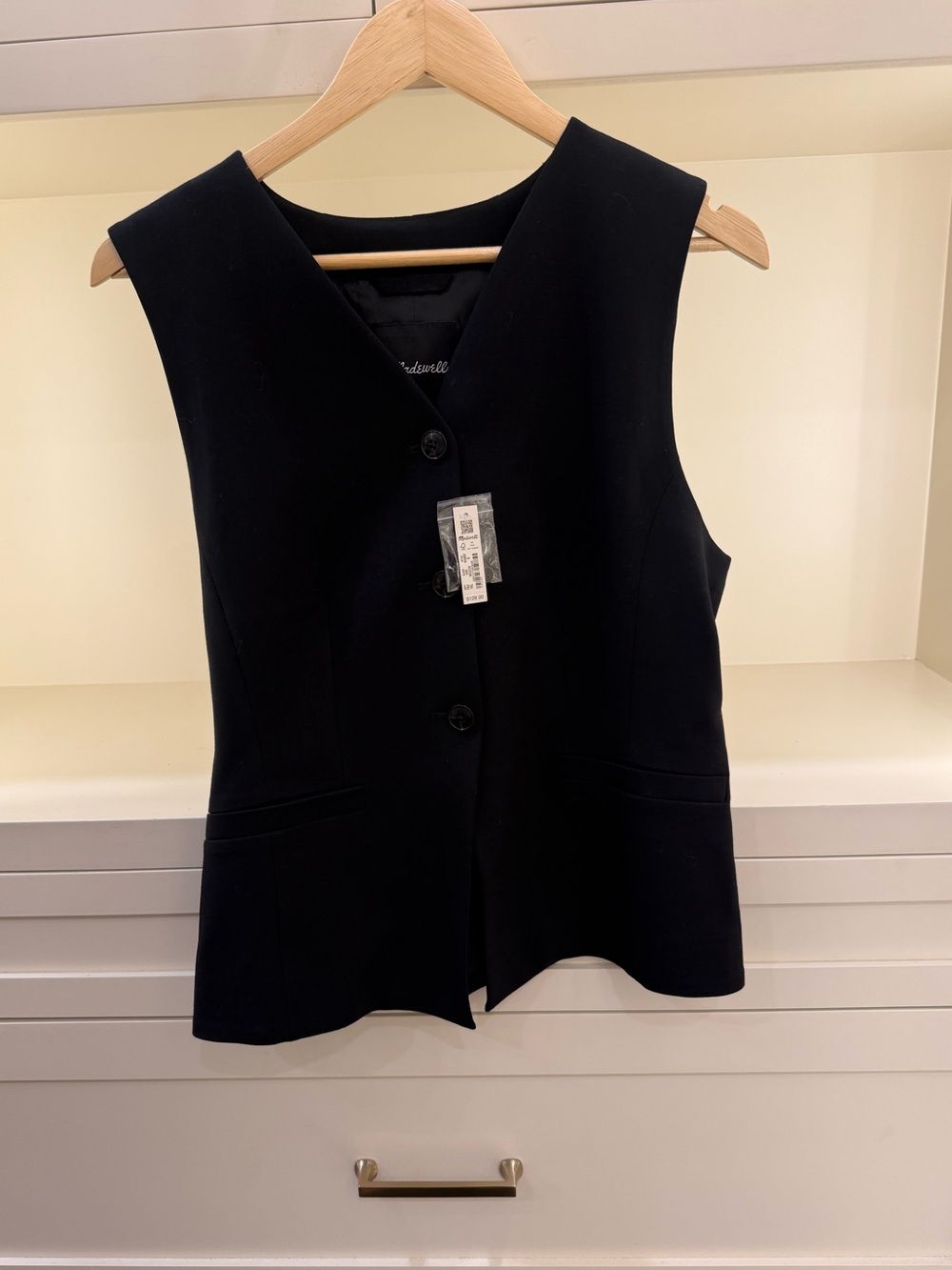 Women's Madewell Black Sleeveless Button Vest - NWT